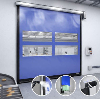 पारदर्शी फास्ट रोलर शटर दरवाजे फार्मास्युटिकल सुविधाओं के लिए जस्ती स्टील